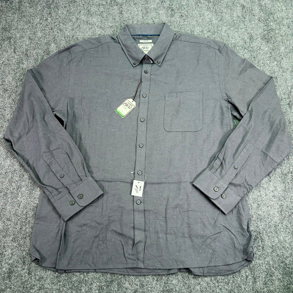 Jos A Bank 1905 Shirt Men's XXL Grey Fleck Stretch Tailored Fit Button Down NWT